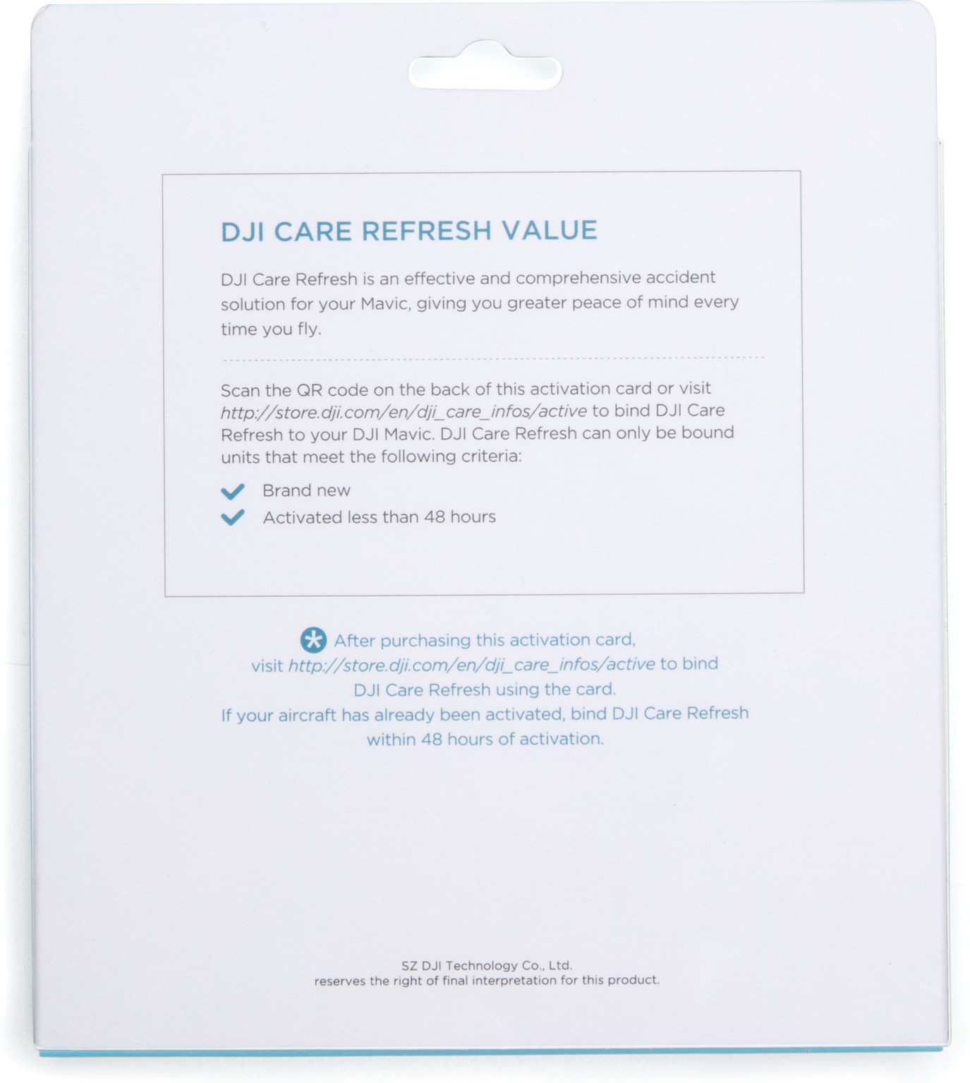 DJI Care Refresh Card Mavic Air accessoire Handleiding